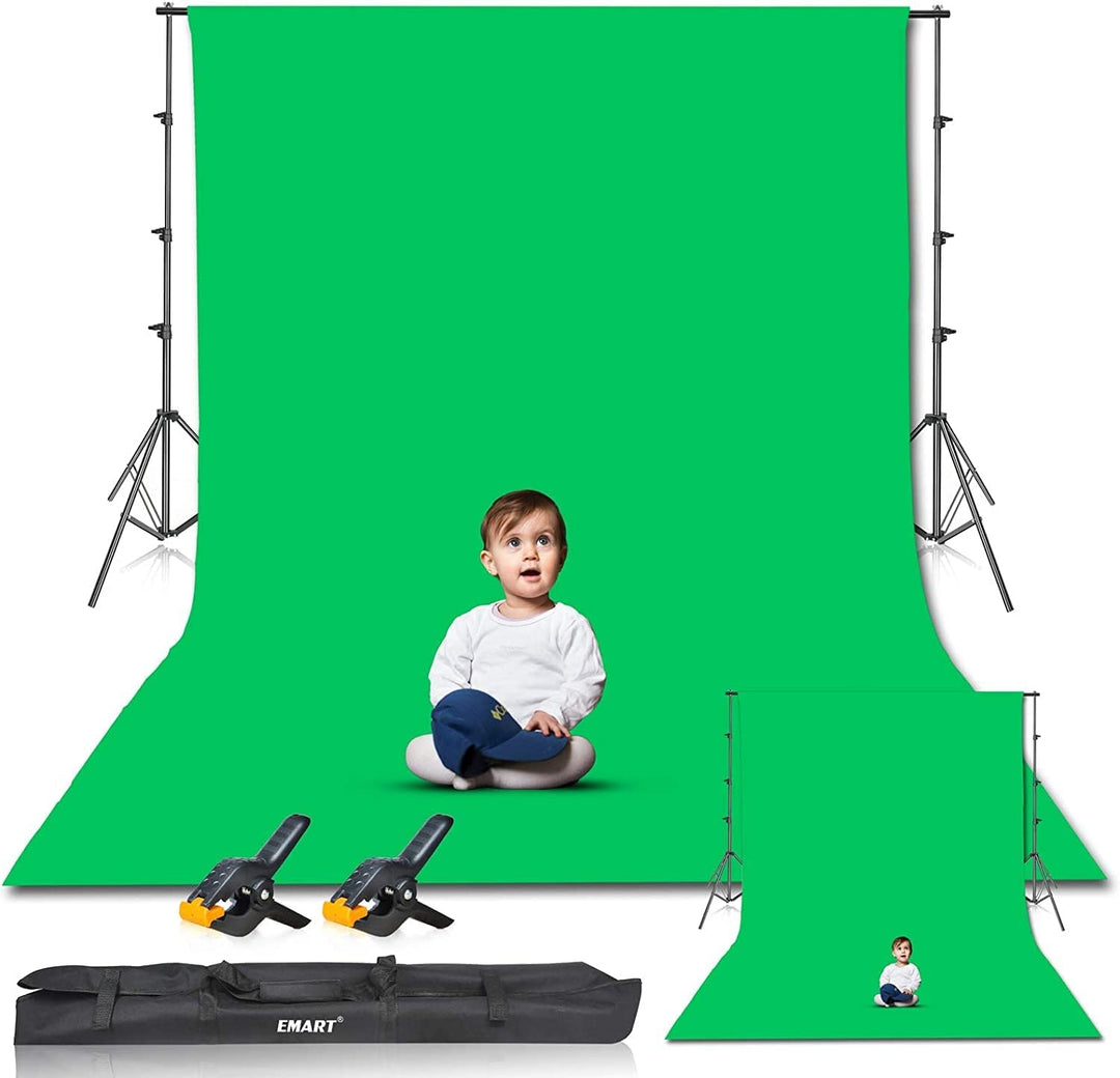EMART Hintergrund Ständer mit Greenscreen, Fotostudio Set mit 2,6*3m Foto Hintergrund Stützsystem, 3