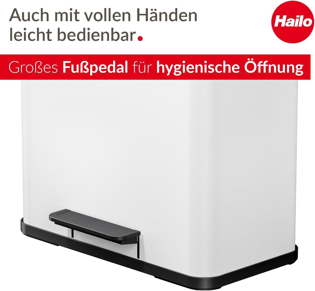 Hailo Eco duo L - Mülltrenner 2 x 14 Liter - 28 Liter - Soft Close Deckel - 2-in-1 Treteimer mit 2 K