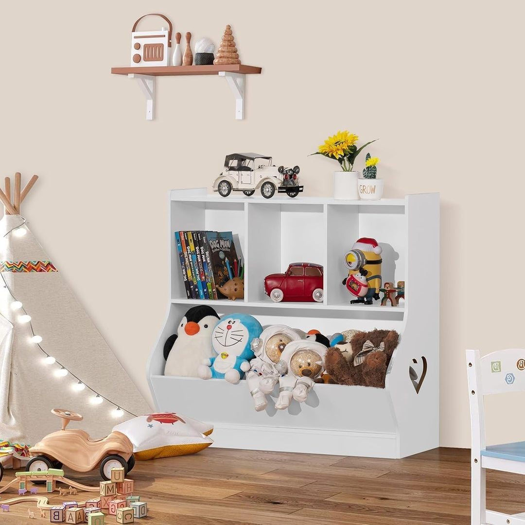 LELELINKY Bücherregal Kinder mit 4 Ablagefächer, 80 x 38 x 77 cm,Weiss | Kinder Bücherregal , Grosse