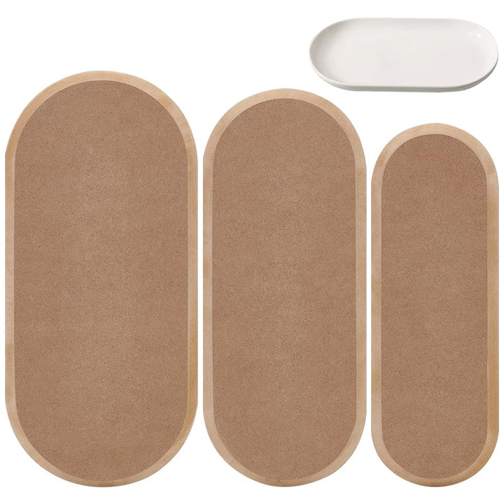 BENECREAT 3 Grössen Tan Keramik Schablone für Ton, Holz Oval Keramik Schablonen Töpferei Werkzeuge f