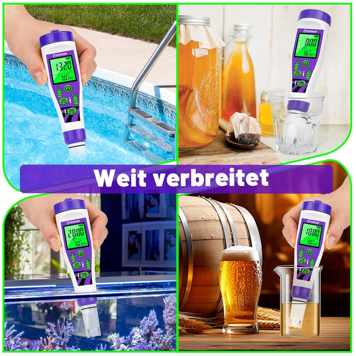 pH EC Messgerät für Wasser Hydrokultur, Digitales pH TDS Messgerät für Trinkwasser mit Simultaner An