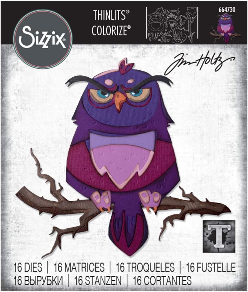 Sizzix 664730 Thinlits Schneidesatz, 16er Pack, Arthur Colorize von Tim Holtz, Arthur