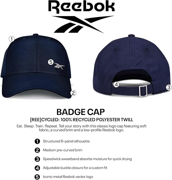 Reebok Damen Baseballkappe Active Metal Badge Cap with Adjustable Strap (One Size Fits Most) Einheit