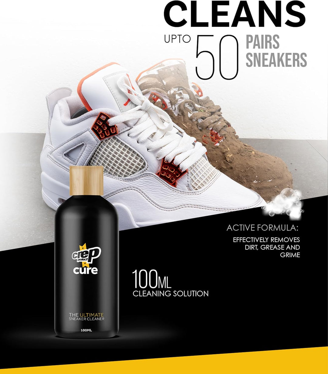 Crep Protect Shoe Cleaner - Sneaker Cleaning Kit With Solution, Shoe Brush & Microfiber Cloth for Sn