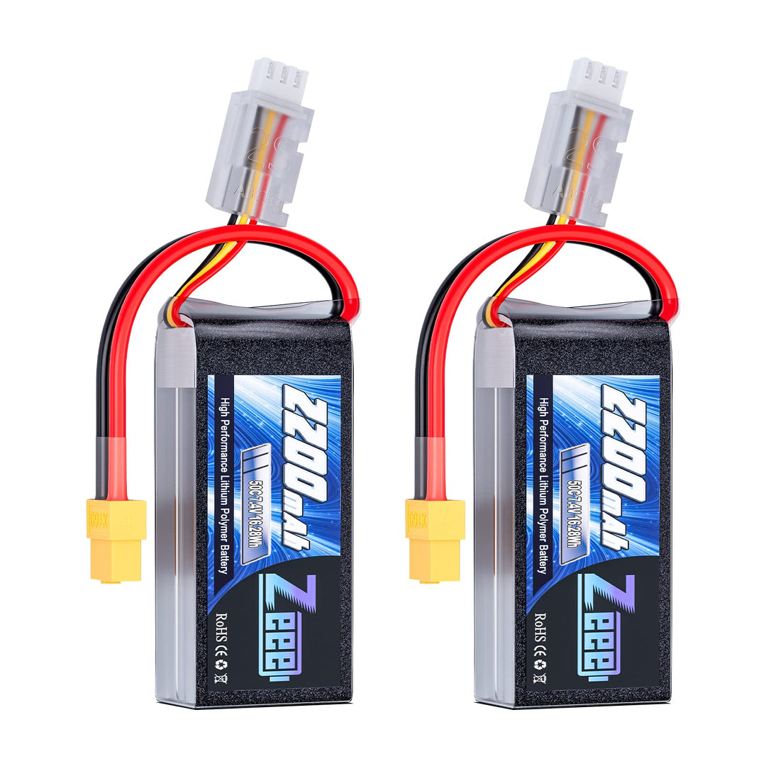 Zeee 2S Lipo Akku 50C 2200mAh 7,4V Kurze RC Batterie mit XT60 Stecker für für 1/16 Slash RC Auto RC