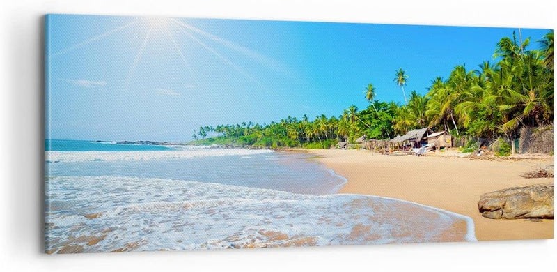 Bilder auf Leinwand 100x40cm Leinwandbild Insel Landschaft Maledivie Freiheit Gross Wanddeko Bild Sc