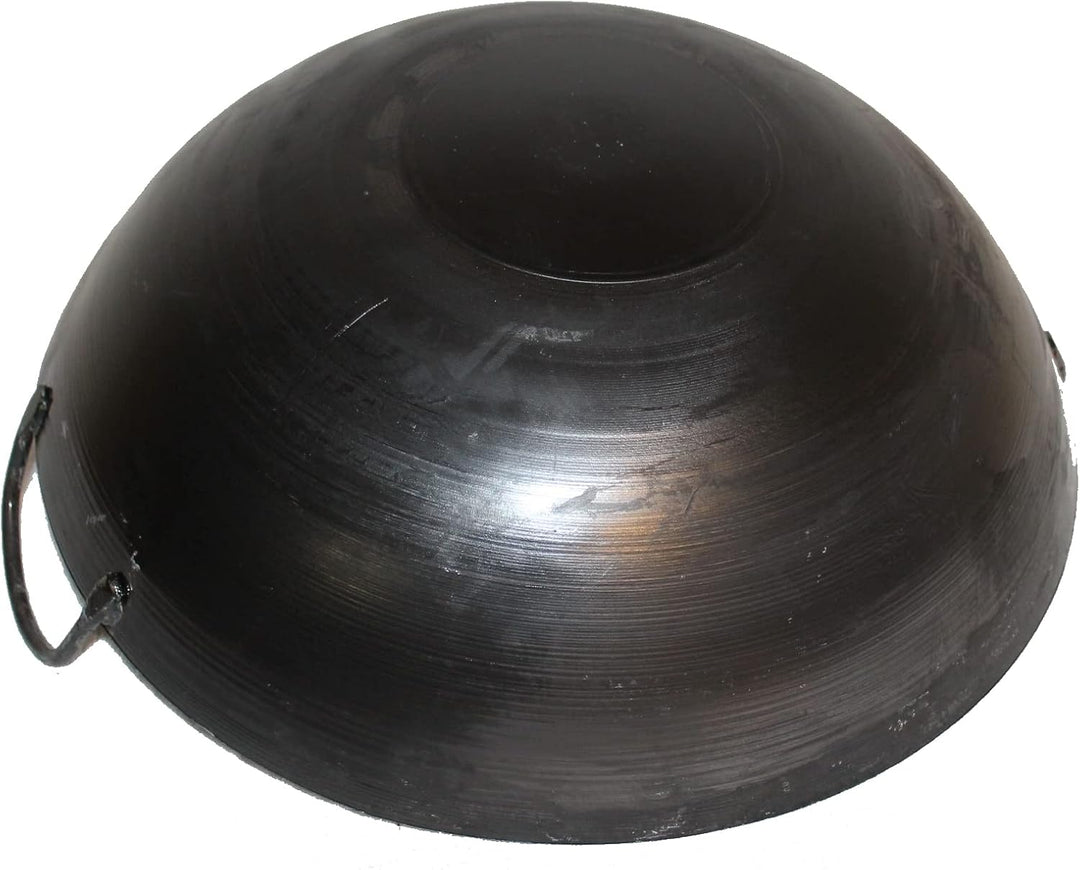 Asia Art Factory AAF Nommel ® Wok Ölwanne ca. 45 cm Durchmesser mit 2 Griffen/Henkeln mit rundem Bod