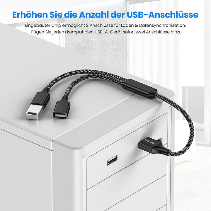 MOGOOD USB-Splitterkabel, USB-Y-Splitter-Adapter, Dual-USB-2.0-Netzkabel-Verlängerung zum Laden/Date