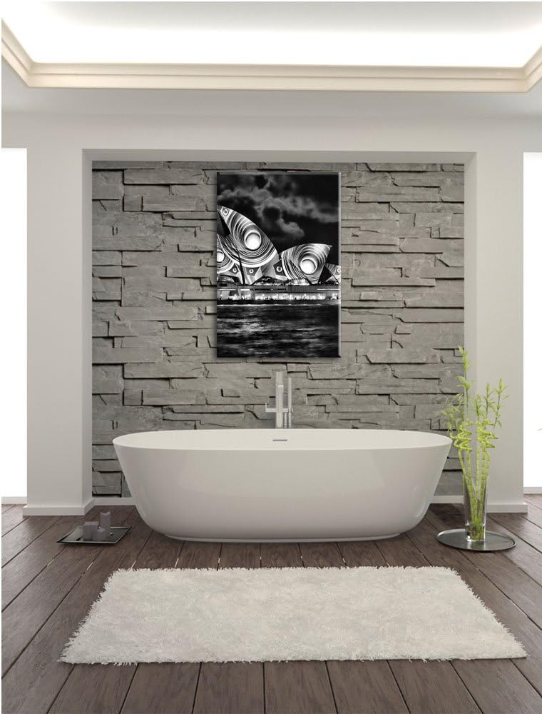 Pixxprint Sydney Opera House Pfauenaugen / 100x70cm Leinwandbild bespannt auf Holzrahmen/Wandbild Ku