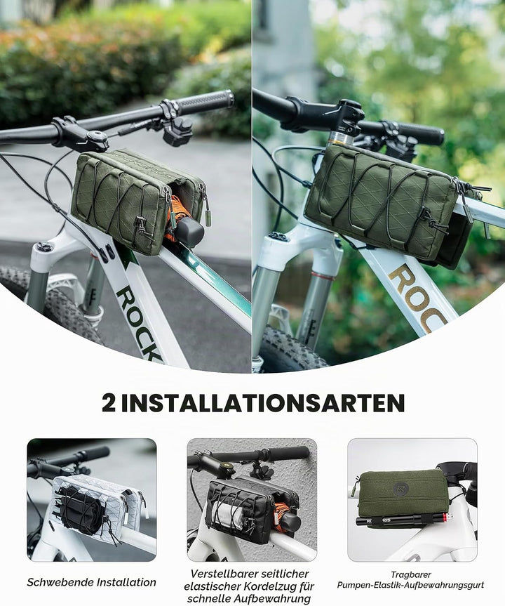 ROCKBROS Fahrrad Rahmentasche Fahrradtasche Rahmen Aufbewahrungstasche mit Schultergurt Oberrohrtasc
