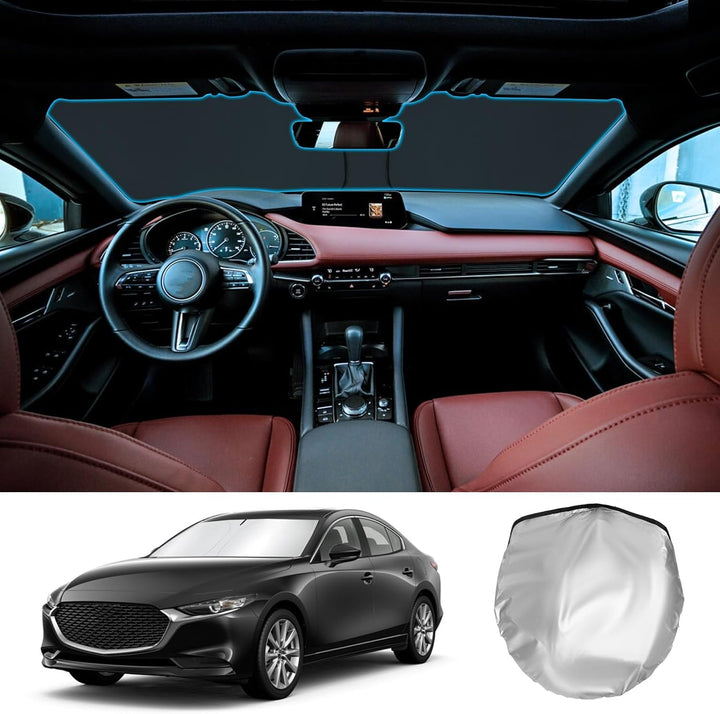 YEE PIN Mazda 3 Sonnenschutz Auto kompatibel mit Mazda3 Mazda 3 2019-2022 2023，Faltbare Auto Sonnens