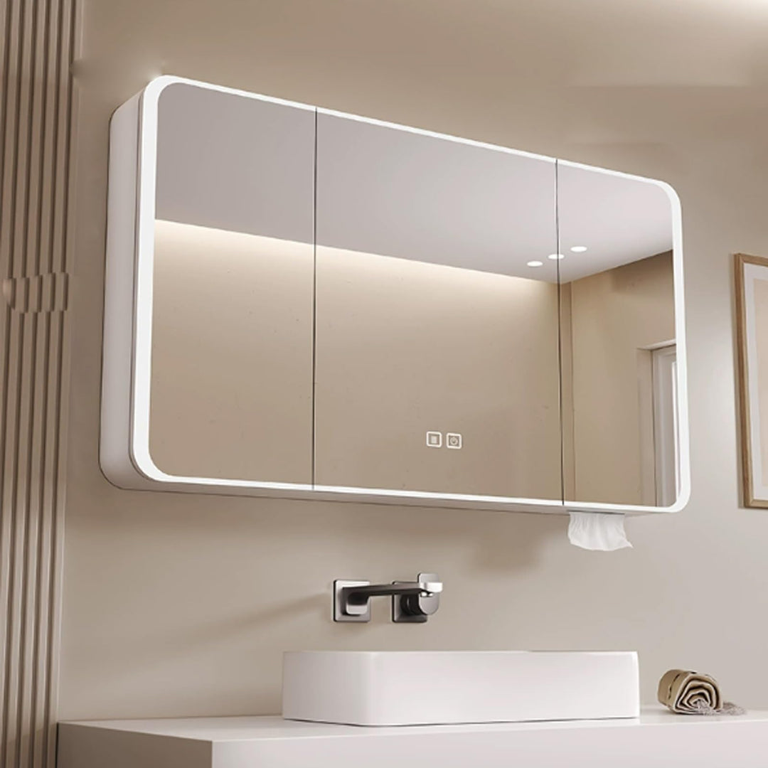 Aluminum Spiegelschrank Bad mit LED Lighting, 3 Adjustable Light Colors, Badezimmer Spiegelschrank m