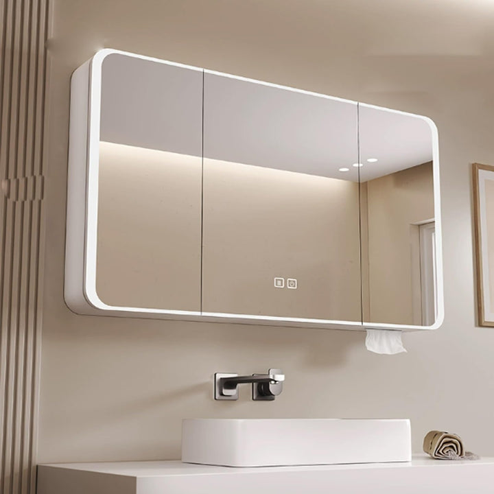 Aluminum Spiegelschrank Bad mit LED Lighting, 3 Adjustable Light Colors, Badezimmer Spiegelschrank m