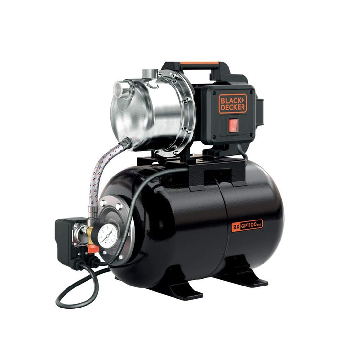 BLACK+DECKER Selbstansaugende Pumpe BXGP1100XBE mit Behälter für Klarwasser (1100 W,max. Förderleist