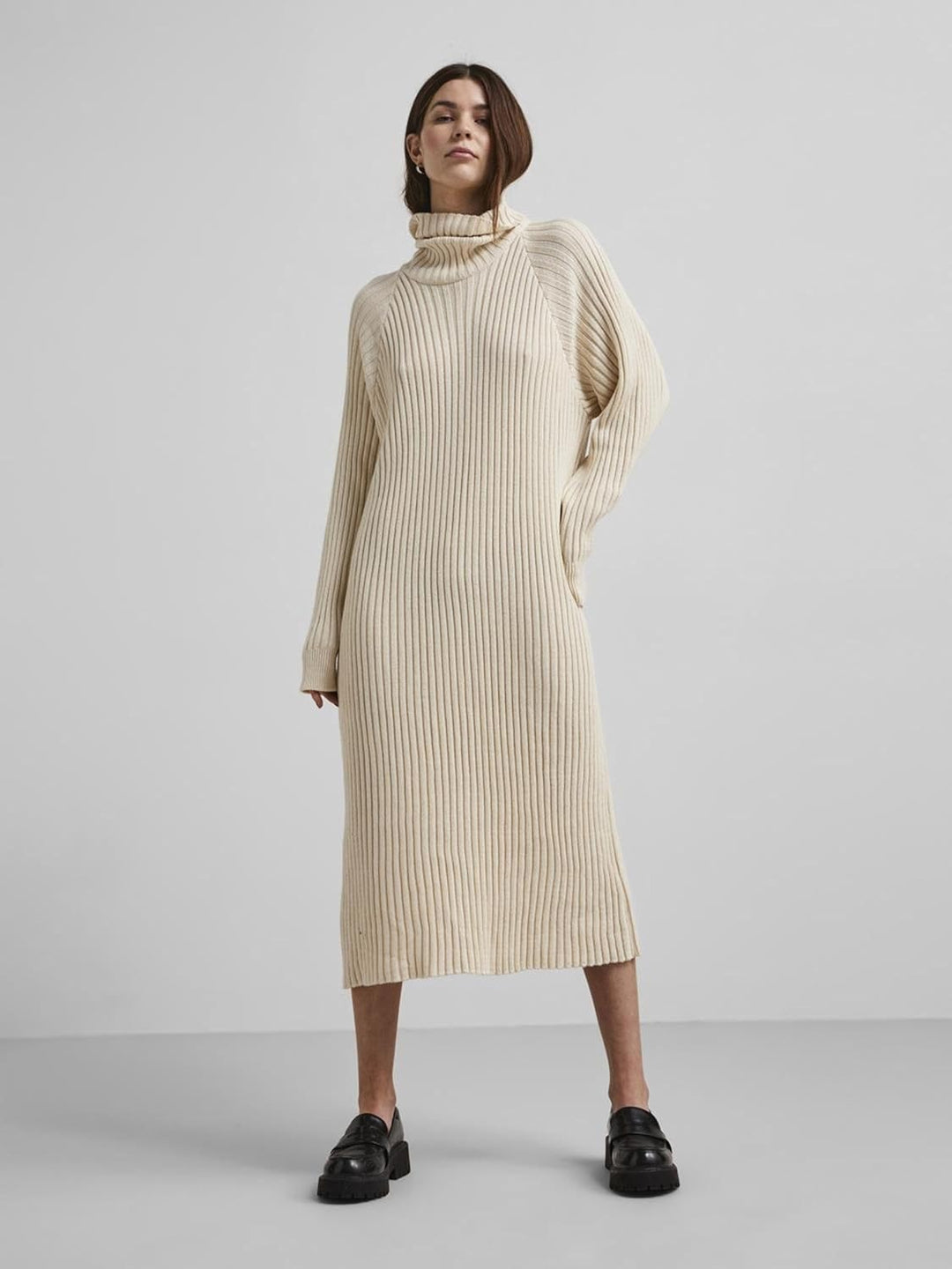 YAS Damen Yasmavi Knit Midi Rollneck Dress S. Noos Strickkleid XXL Birch, XXL Birch