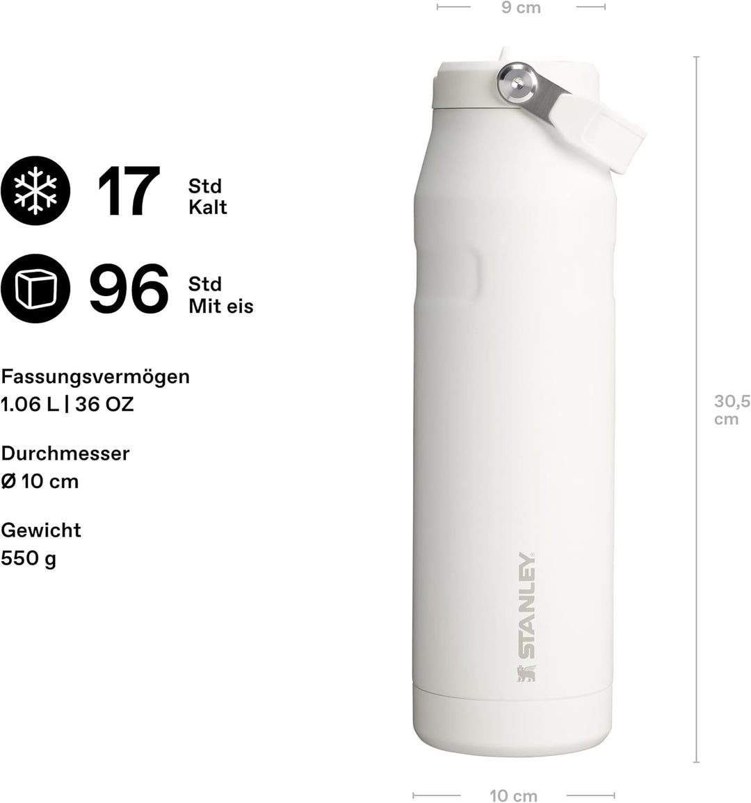 Stanley 1913 Flip Straw 2.0 Trinkflasche mit Strohhalm 1.06L - Thermobecher Kühlt 17 Stunden - 4 Tag