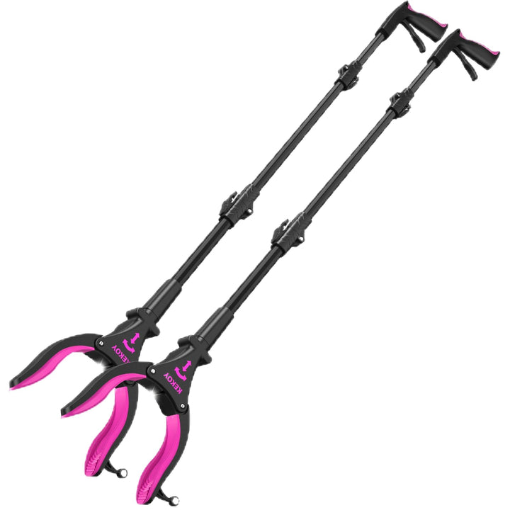 Kekoy 2 Stück Greifer mit Licht, 80cm Greifzange für Senioren, 90° Drehbare Faltbar Müllzange, Alumi