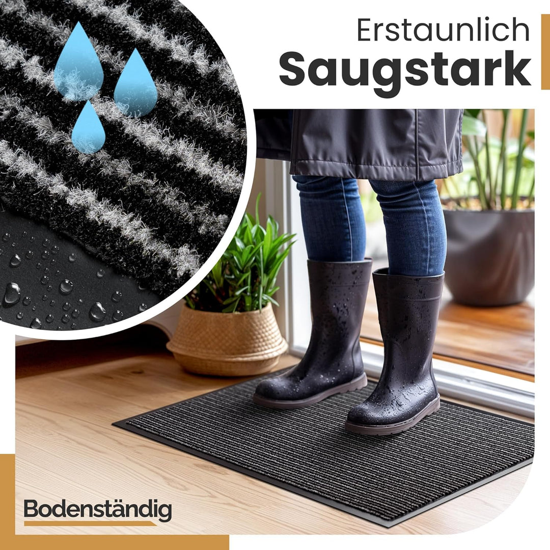 Bodenständig® Saubere Schuhe Dank saugstarkem Stoff (robust) perfekte Grösse Schwarz in 60x90cm - Fu