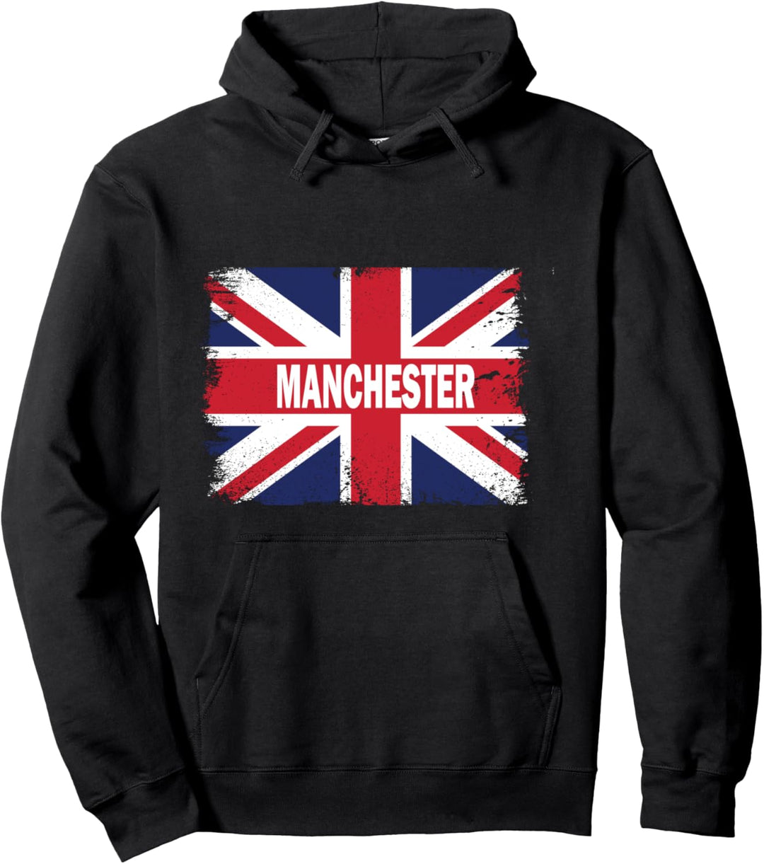 Manchester - England Stadt mit Grossbritannien Flagge Pullover Hoodie