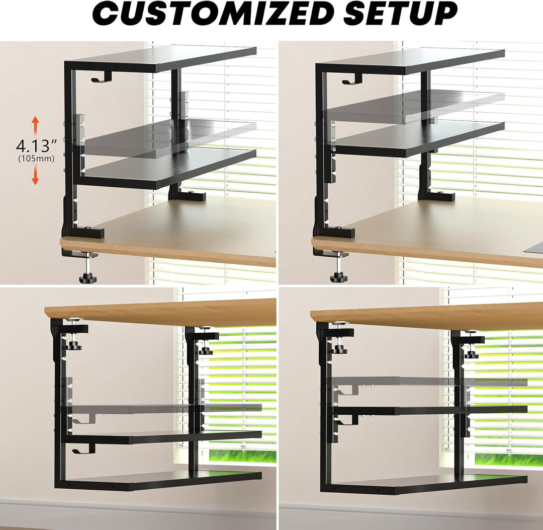 PUTORSEN 24-Zoll Clamp-on Schreibtisch Organizer - 2 Tier Schreibtisch Regal DIY Regal unter Schreib