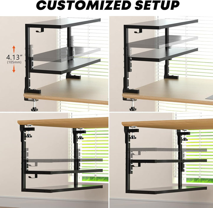 PUTORSEN 24-Zoll Clamp-on Schreibtisch Organizer - 2 Tier Schreibtisch Regal DIY Regal unter Schreib