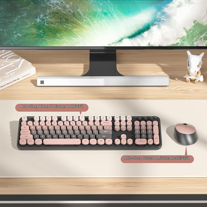 Kabellose Tastatur und Maus, 104 Schreibmaschinentastatur in Voller Grösse mit Nummernblock, 2.4 GHz