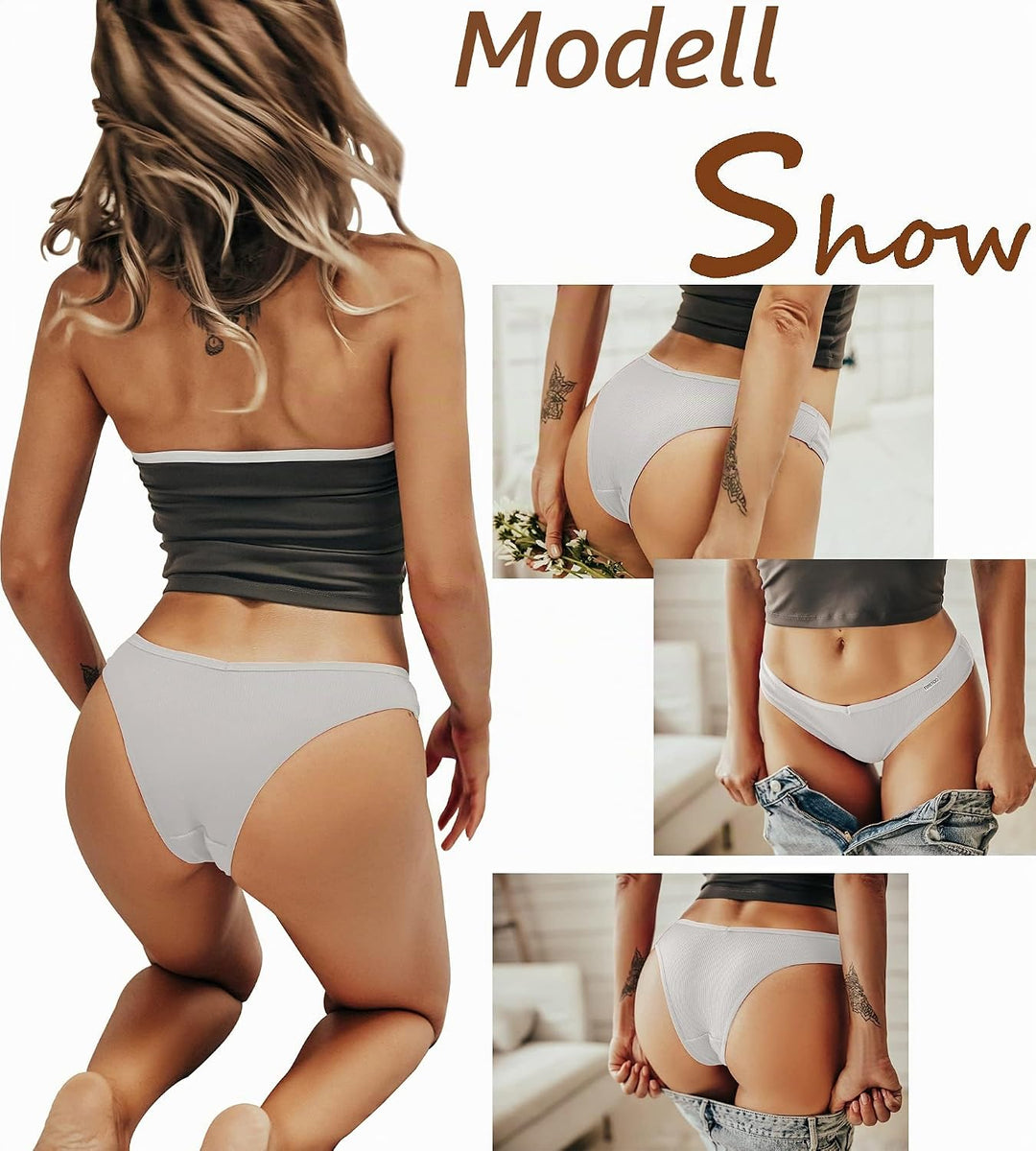 FINETOO 10er Damen Brazilian Slip Bikini Set Sexy Mädchen Baumwoll Unterwäsche Unterhosen Bequem Des