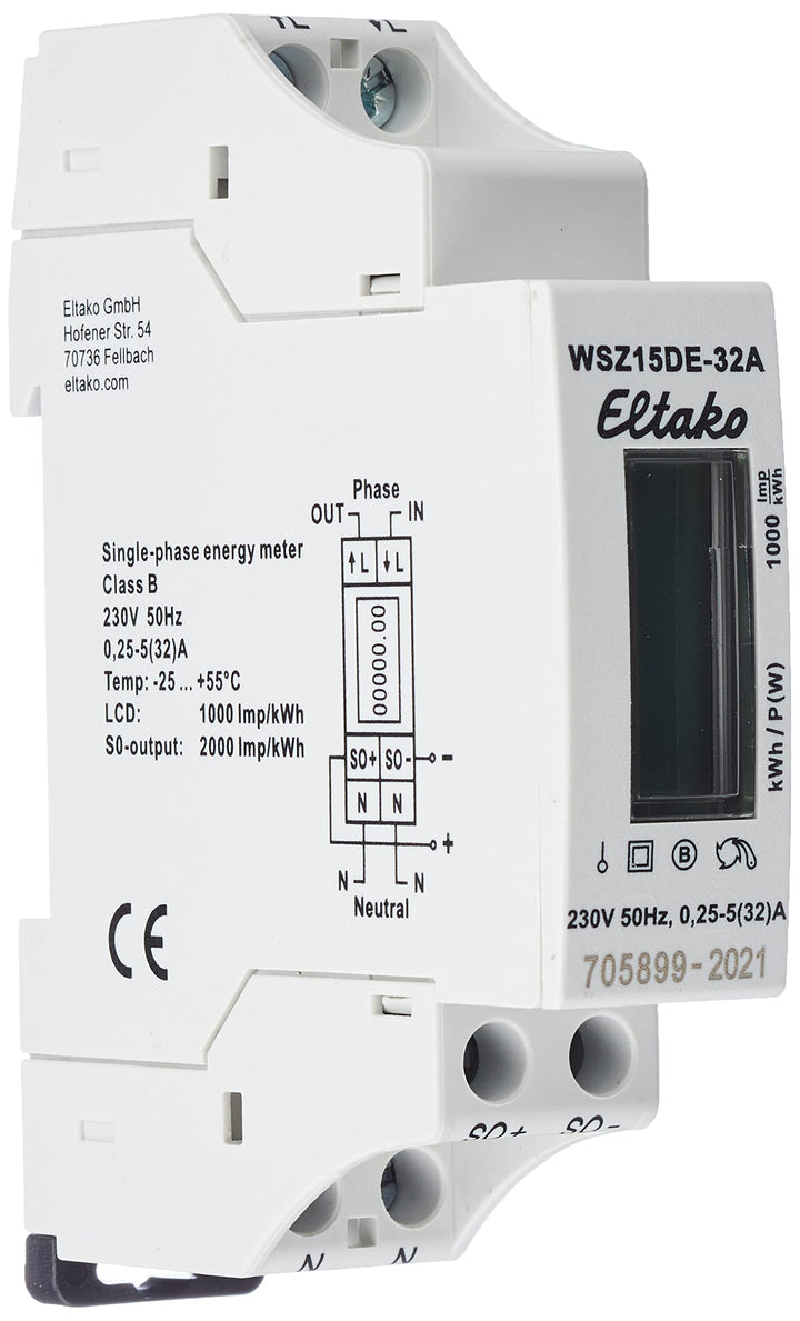Eltako 28032615 WSZ15DE-32A Wechselstromzaehler digital 32A 1St, 230 V