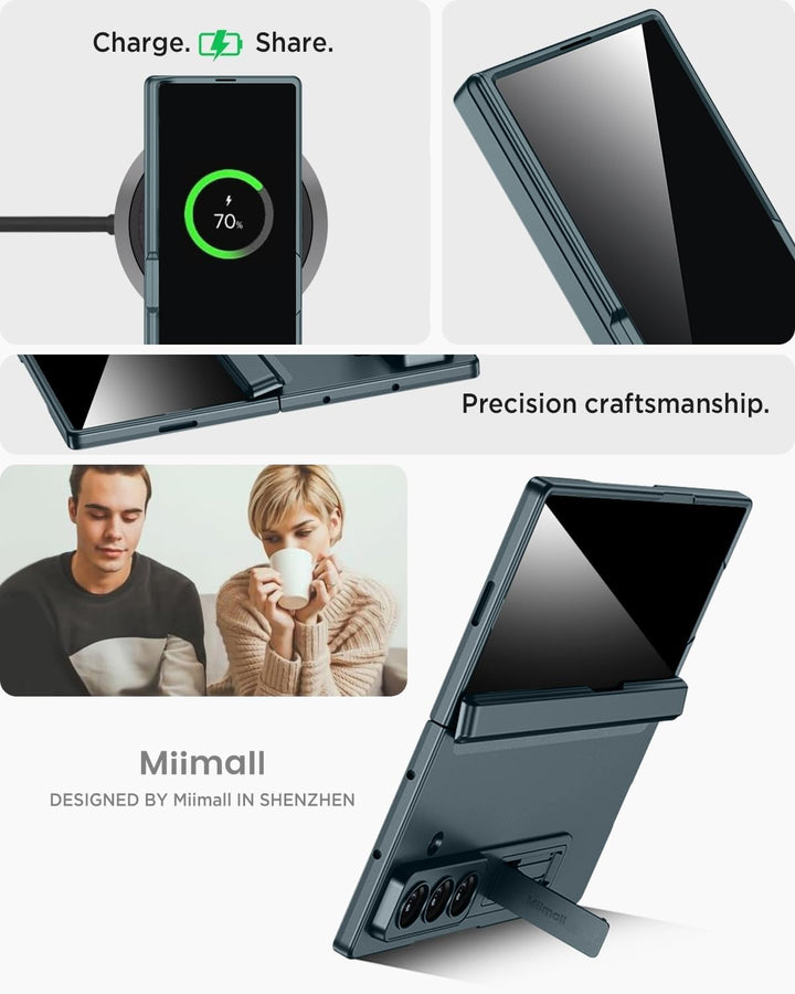 Miimall Kompatibel mit Samsung Galaxy Z Fold 7 Hülle mit Displayschutz Anti-SPY, [Magnetischer Schar