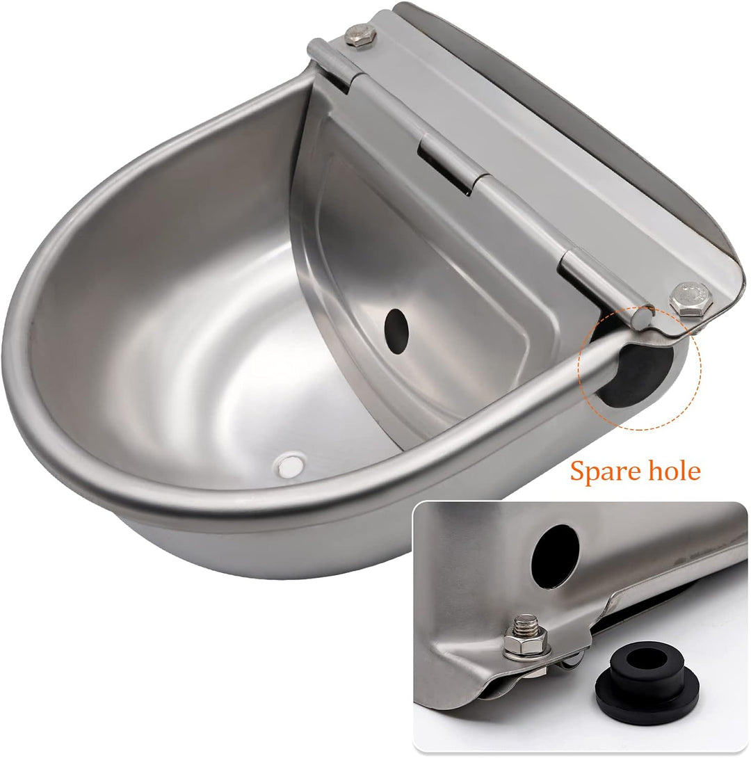 Edelstahl Wassernapf mit 1/2 Zoll Messing Schwimmerventil Hund Automatische Tränke mit Ablassschraub