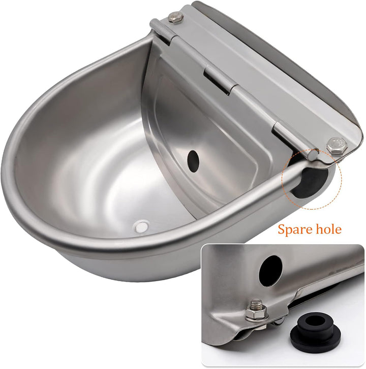 Edelstahl Wassernapf mit 1/2 Zoll Messing Schwimmerventil Hund Automatische Tränke mit Ablassschraub