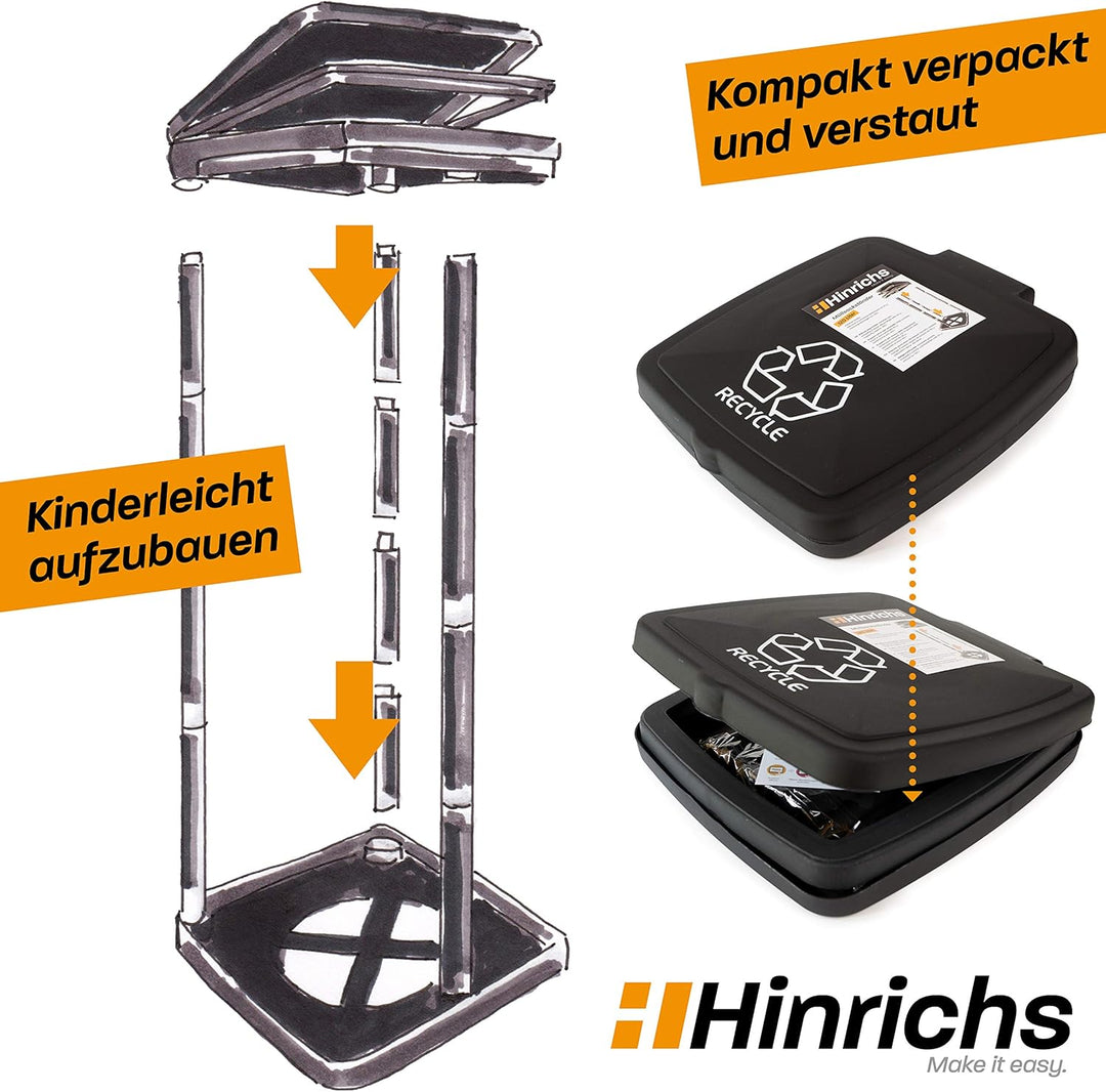 Hinrichs 2X Müllsackständer 120L - Höhenverstellbarer Müllbeutelhalter mit Deckel & Klemmring für 12