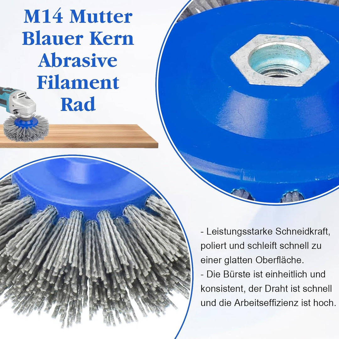 Schleifbürste, Nylonbürste 46/60/80/120 Körnung, 150mm M14 Polierbürste für Satiniermaschine Winkels