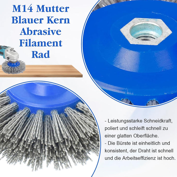 Schleifbürste, Nylonbürste 46/60/80/120 Körnung, 150mm M14 Polierbürste für Satiniermaschine Winkels