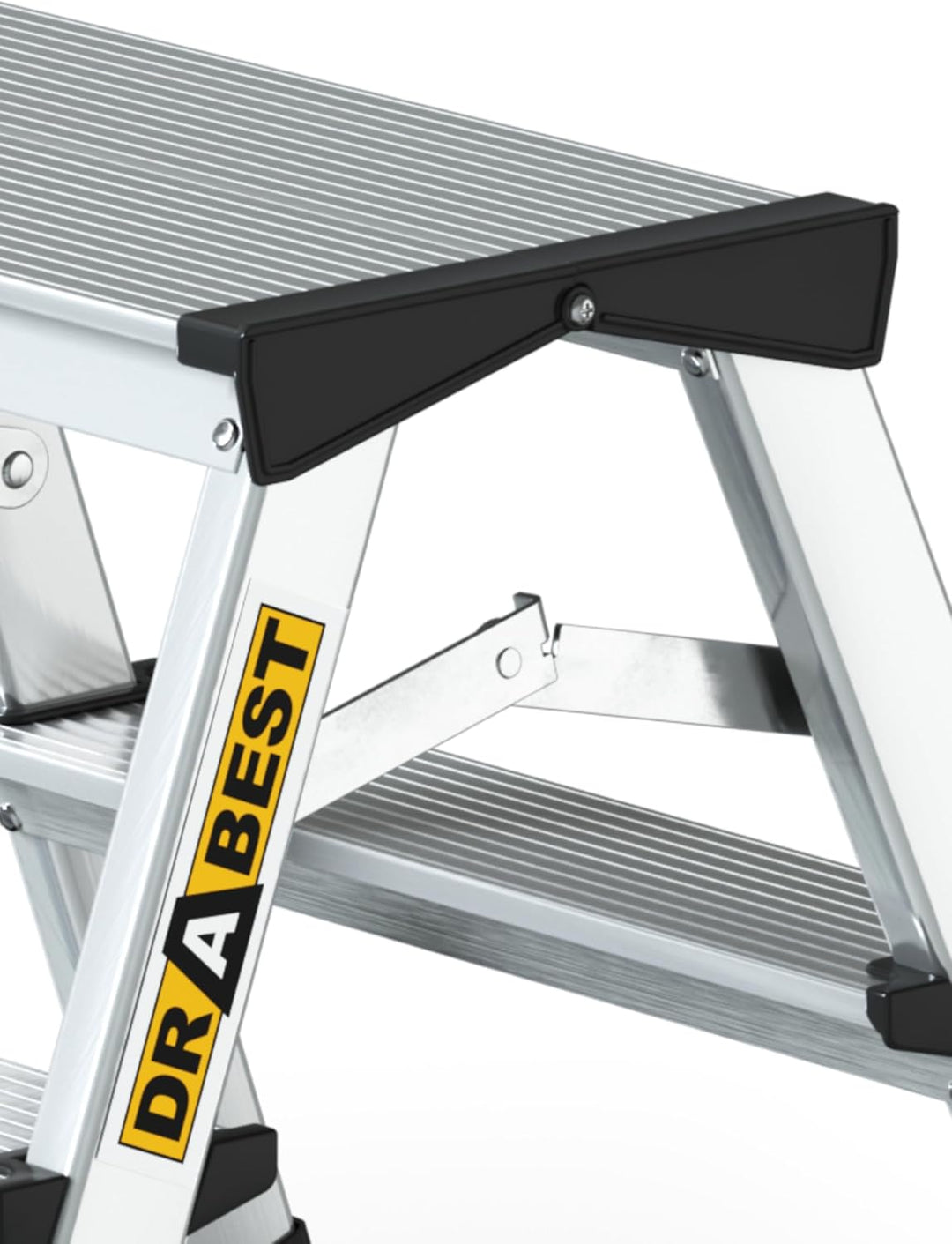 DRABEST Trittleiter Klapptritt Aluleiter Haushaltsleiter beidseitig begehbar 2 x 2 Stufen bis 125 kg