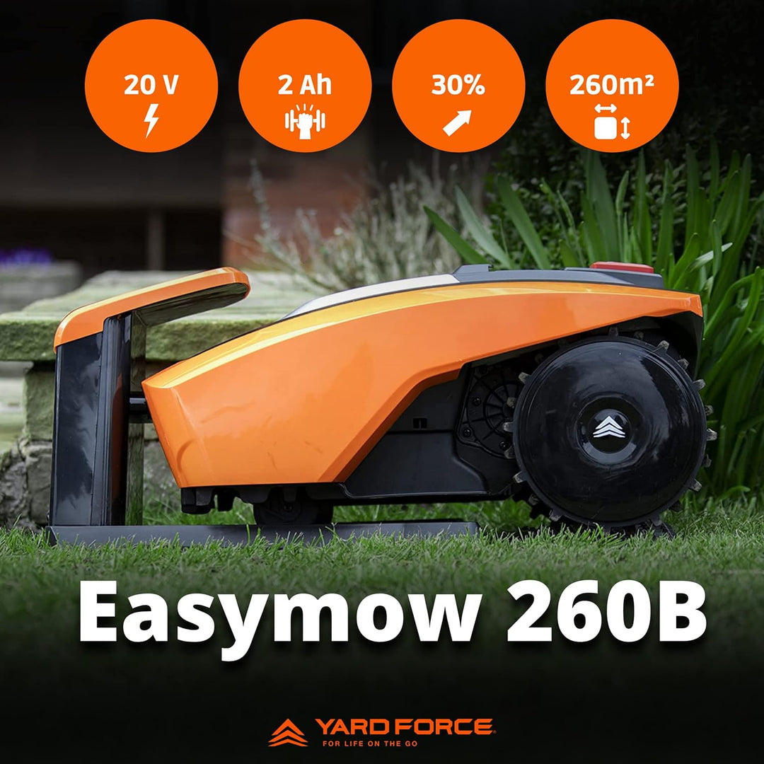 YARD FORCE Mähroboter EasyMow 260B bis zu 260 qm - Selbstfahrender Rasenmähroboter, einfache Bedienu