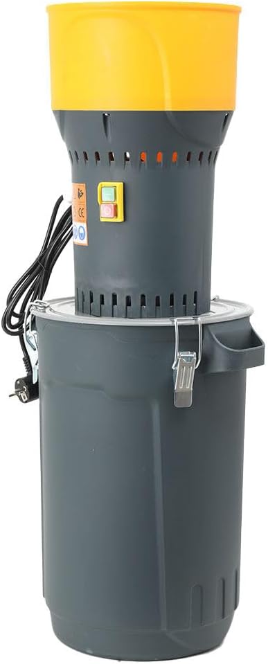 Elektrische Getreidemühle mit 25L Eimer, 1000 Watt Elektromotor,6,5L Einfülltrichter, 300 kg/h, Schr