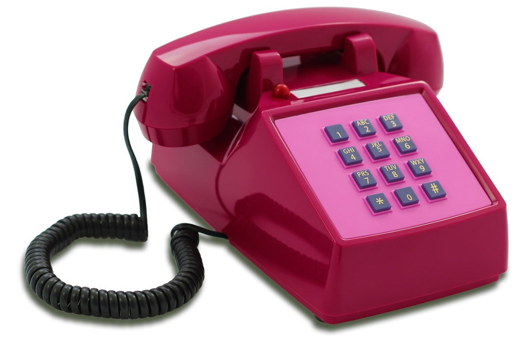 OPIS PushMeFon Cable: 1970er Designer Retro-Tastentelefon in modernen Farben mit Metallklingel (viol