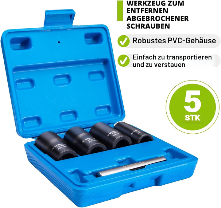 Spurtar 5 Stück Steckschlüsselsatz, Special Schraubenausdreher Werkzeug zum Entfernen von Schraubenm