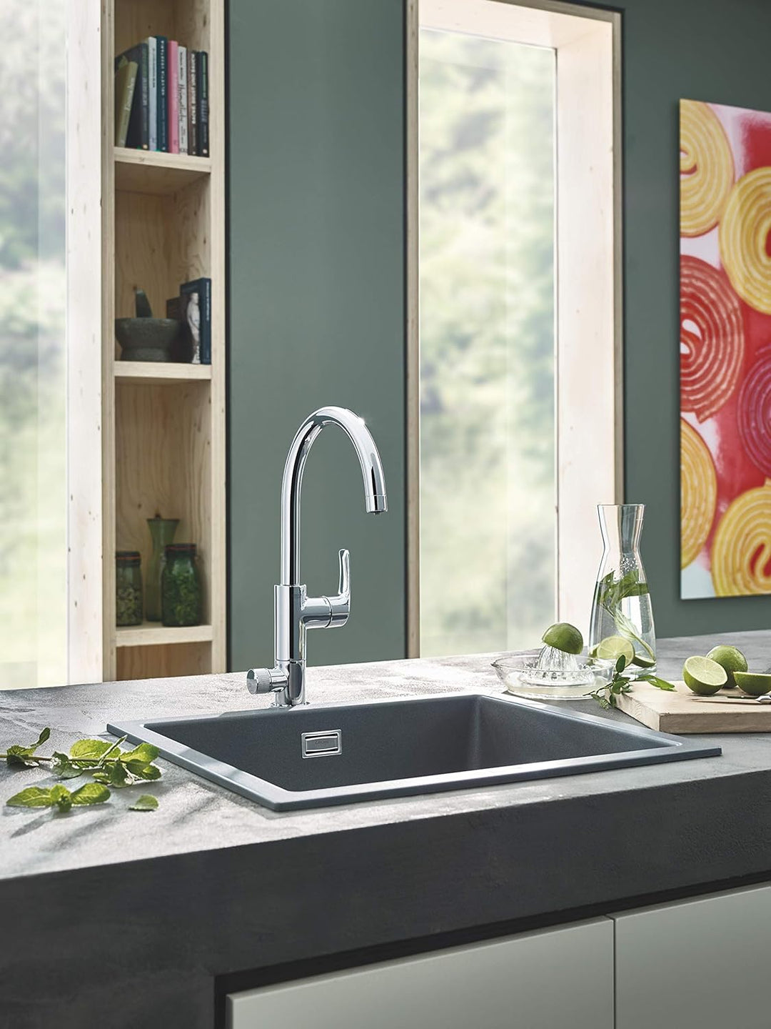 GROHE Blue Pure Eurosmart - Starter Kit (C-Auslauf, Schwenkbereich 150°, Aktivkohlefilter für perfek