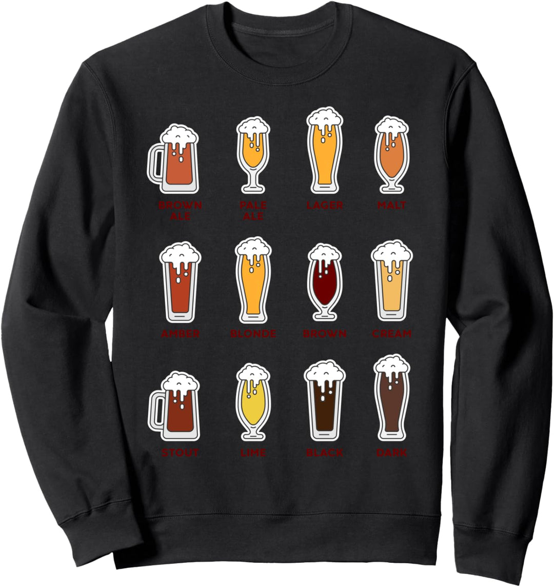 Verschiedene Bier Typen Biergläser mit Bier Sweatshirt