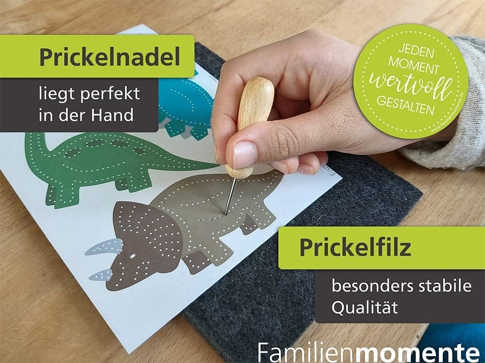 Familienmomente Maxi-Bastelset zum Prickeln Abenteuer, 10 Vorlagen (2x Ritter, 2x Dinos, 2x Weltraum