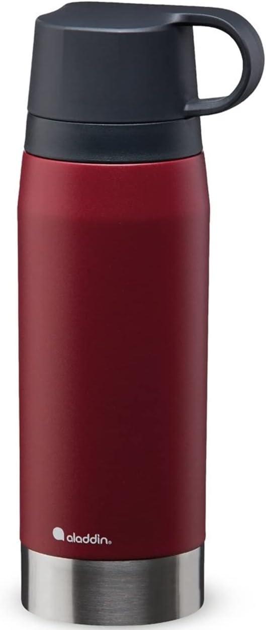 Aladdin CityPark Thermavac Twin Cup Bottle 1.1L Burgundy Red – BPA FREE Stainless Steel Bottle with