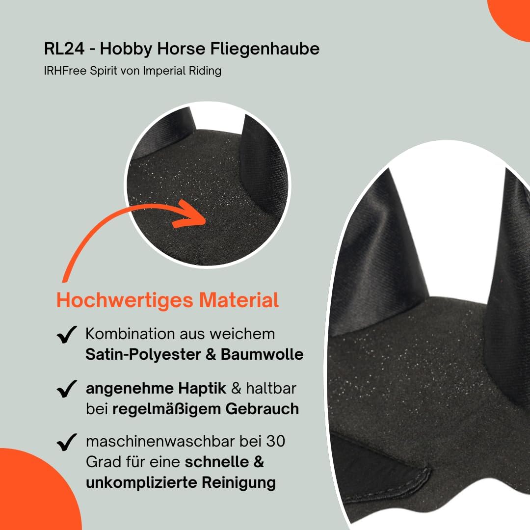 RL24 - Imperial Riding Hobby Horse Fliegenhaube IRHFree Spirit – Schwarz | Spielzeug Haube für Steck