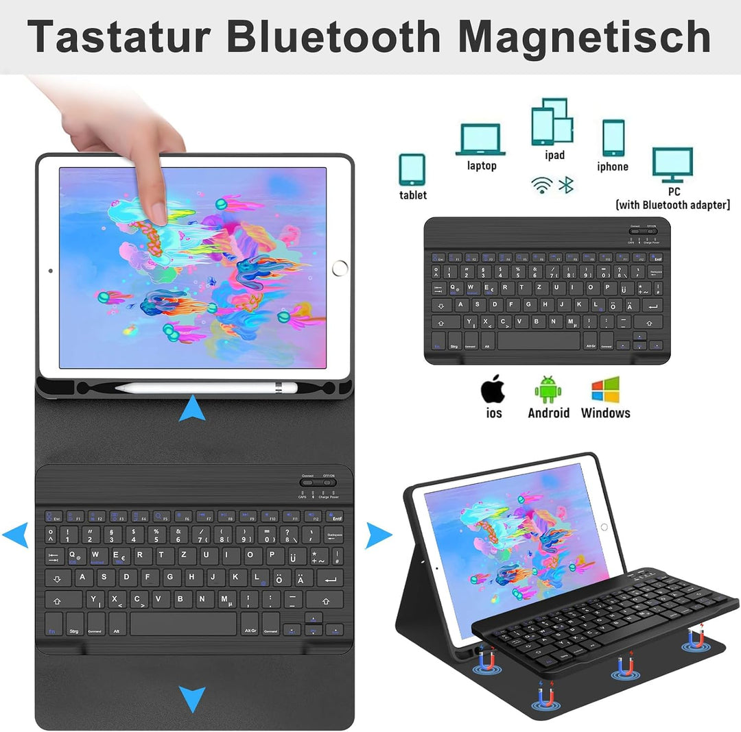 WINCHKING Tastatur Hülle für iPad 9.7 Zoll 2018 (6. Generation)/2017 (5. Generation)/Pro 9,7"/ Air 2