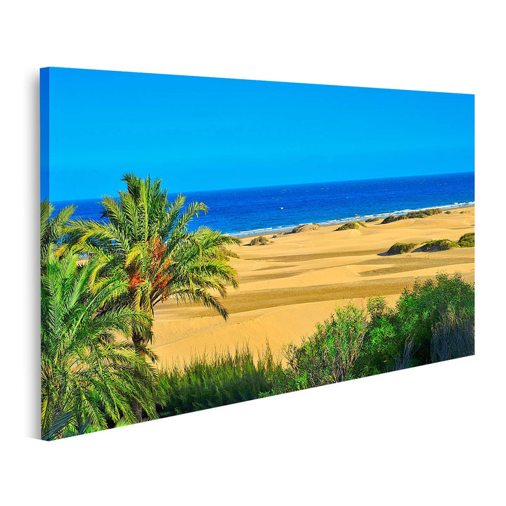 islandburner Bild auf Leinwand EIN Blick Auf Das Naturreservat Der Dünen Von Maspalomas Auf Gran Can