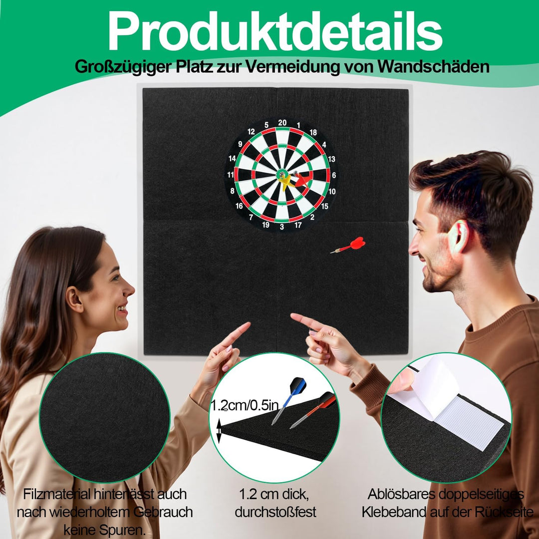 Dartboard-Wandbeschützer – 60cm x 60cm x 12mm Filzwandfliesen | Dartboard-Umfassung & Rückwand | Kor