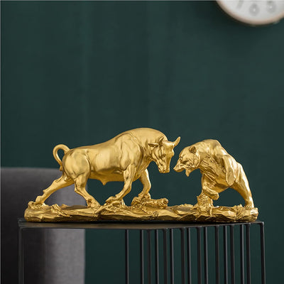Cutfouwe Wall Street Bull & Bear Schlacht Harz Statue,Abstrakte Figur-Bull Bear Fight Financial Brok