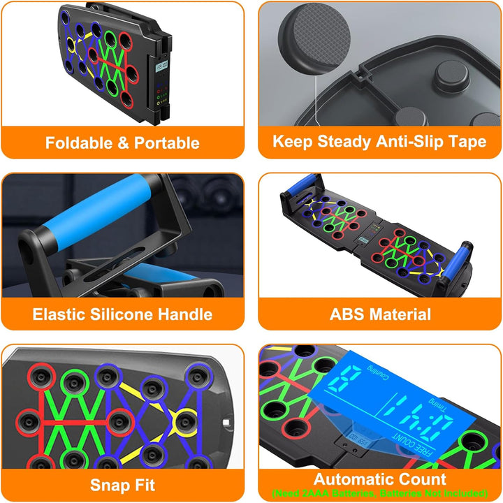 Liegestützbrett mit Zähler Faltbare Multifunktion Liegestütze Brett 30 in 1 Push Up Rack Board Schul