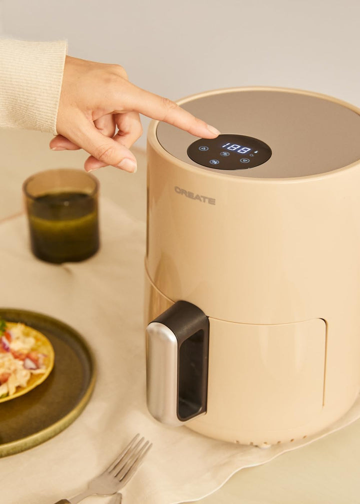 CREATE/FRYER AIR/Heissluftfritteuse 1.5L Sand/Antihaft-Korb, automatische Abschaltung, BPA-frei, pro